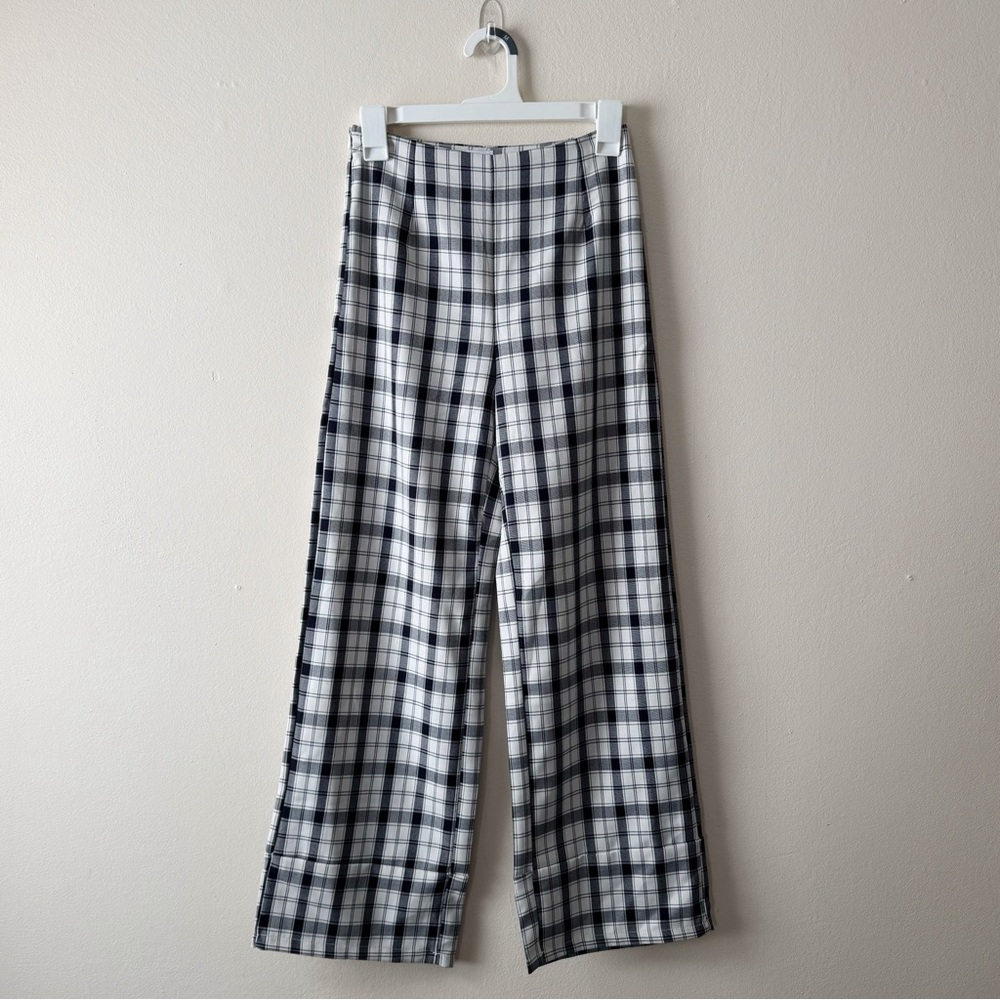 Princess Polly Plaid Wide Leg Pants 100% Cotton Size 2